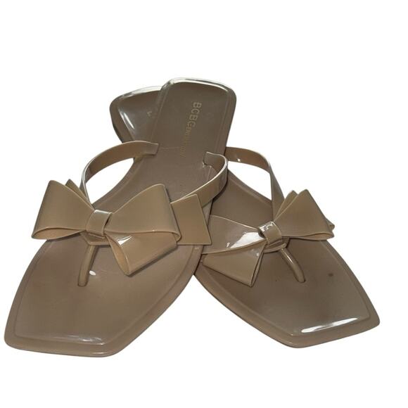 BCBGeneration Beige LIMA Jelly Bow Sandals Flat Flip flop Size 9 - Picture 3 of 11